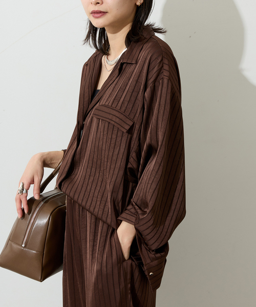 JOURNAL STANDARD(ジャーナルスタンダード)の「【ARCHIVE STANCE/アーカイブスタンス】Satin Stripe Dolman Shirt(シャツ/ブラウス・レディース・ブラウン/ブラック・FREE)」の8枚目の写真