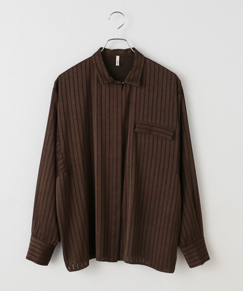 JOURNAL STANDARD(ジャーナルスタンダード)の「【ARCHIVE STANCE/アーカイブスタンス】Satin Stripe Dolman Shirt(シャツ/ブラウス・レディース・ブラウン/ブラック・FREE)」の10枚目の写真