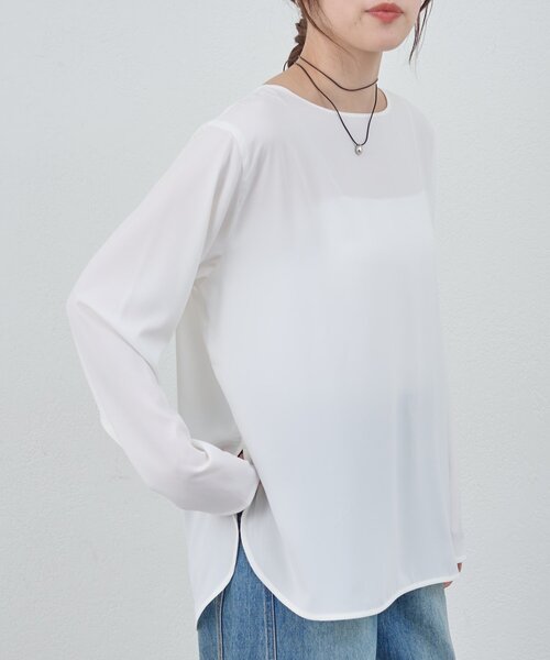 SHENERY(シーナリー)の「サイドスリットブラウス(シャツ/ブラウス・レディース・ブラック/オフホワイト・FREE)」の1枚目の写真