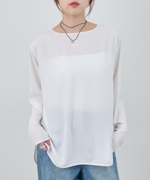 SHENERY(シーナリー)の「サイドスリットブラウス(シャツ/ブラウス・レディース・ブラック/オフホワイト・FREE)」の8枚目の写真