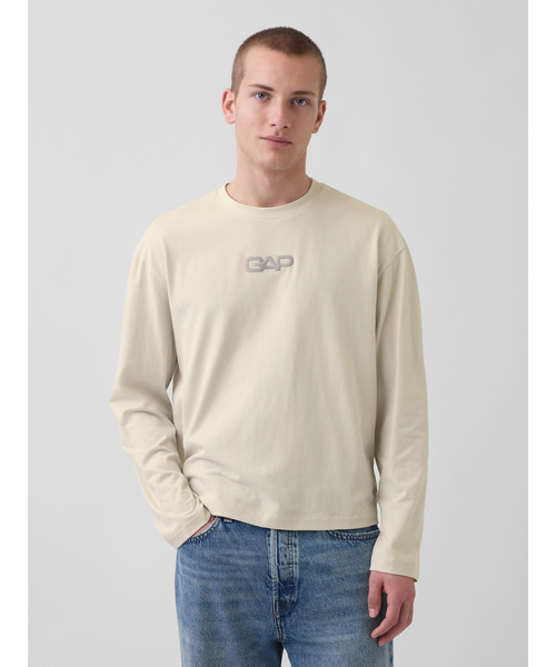 GAP(ギャップ)の「リラックスフィット GAPロゴ クロップドTシャツ(Tシャツ/カットソー・メンズ・ブラック/ブルー/クリーム/カーキ・S/XS/M/L/XL)」の3枚目の写真