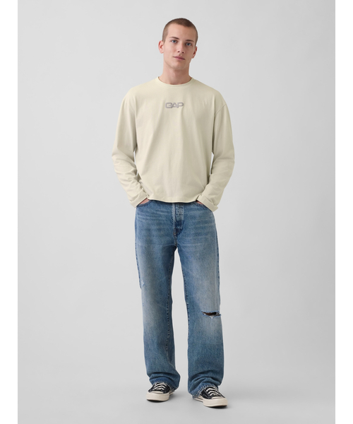 GAP(ギャップ)の「リラックスフィット GAPロゴ クロップドTシャツ(Tシャツ/カットソー・メンズ・ブラック/ブルー/クリーム/カーキ・S/XS/M/L/XL)」の14枚目の写真