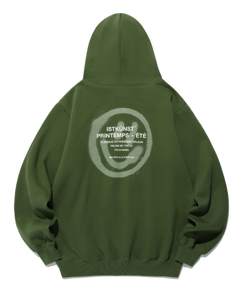 ISTKUNST(イストクンスト)の「LOGO&SMILEY HOODIE_KHAKI(IK2DFMM400A)(パーカー・レディース・カーキ・S/M/L)」の2枚目の写真