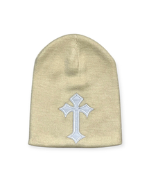 BORN SLIPPY（ボーンスリッピー）の「Cross Short Beanie (Ivory)（ニットキャップ/ビーニー）」