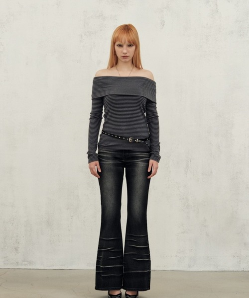 Midnight Move（ミッドナイトムーブ）の「Midnight Move／STオフショルダーロングスリーブ（Tシャツ/カットソー・レディース・グレー/カーキ・FREE）」の11枚目の写真