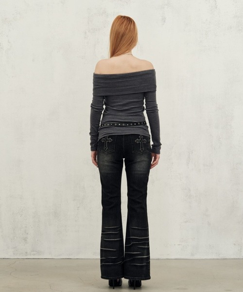 Midnight Move（ミッドナイトムーブ）の「Midnight Move／STオフショルダーロングスリーブ（Tシャツ/カットソー・レディース・グレー/カーキ・FREE）」の13枚目の写真