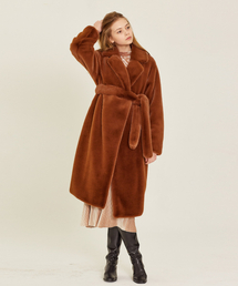LARTIGENT（ラーティゼン）の「W LONG FUR COAT(BROWN)（ダッフルコート）」