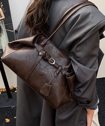 ADDITION STORE（アディションストア）の「＼アンティーク調の質感が◎／ レトロ フェイクレザー トートバッグ（トートバッグ）」