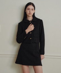 MARROT（マロット）の「プティカラーウールツイードジャケット_ブラック（テーラードジャケット）」