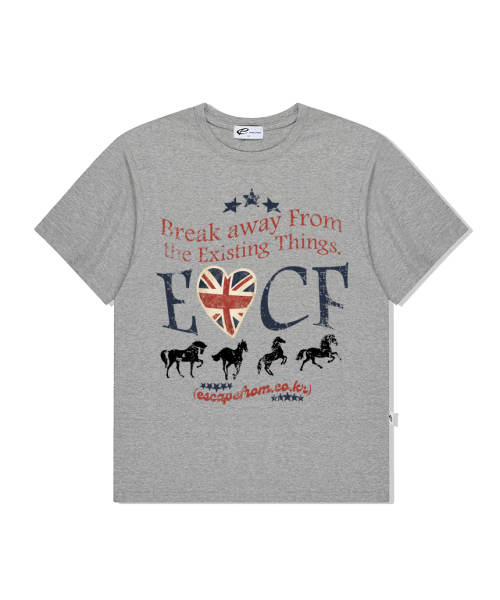 ESCAPEFROM（エスケープフロム）の「ブレイクホースプリントオーバーサイズ半袖Tシャツ [4カラー]（Tシャツ/カットソー・レディース・チャコール/ホワイト/グレー/ブラック・SMALL/MEDIUM/LARGE）」の7枚目の写真