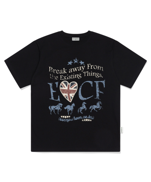 ESCAPEFROM（エスケープフロム）の「ブレイクホースプリントオーバーサイズ半袖Tシャツ [4カラー]（Tシャツ/カットソー・レディース・チャコール/ホワイト/グレー/ブラック・SMALL/MEDIUM/LARGE）」の9枚目の写真