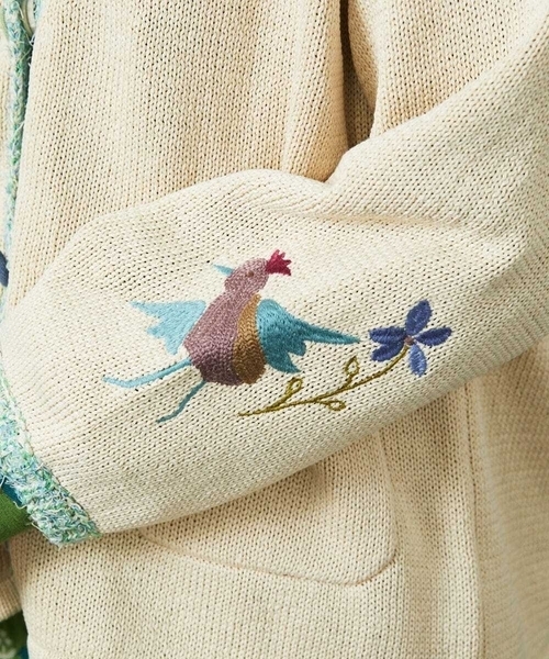 Jocomomola(ホコモモラ)の「Nide de pajaro ファンシーヤーンニットカーディガン(カーディガン/ボレロ・レディース・アイボリー/ネイビー・40)」の14枚目の写真