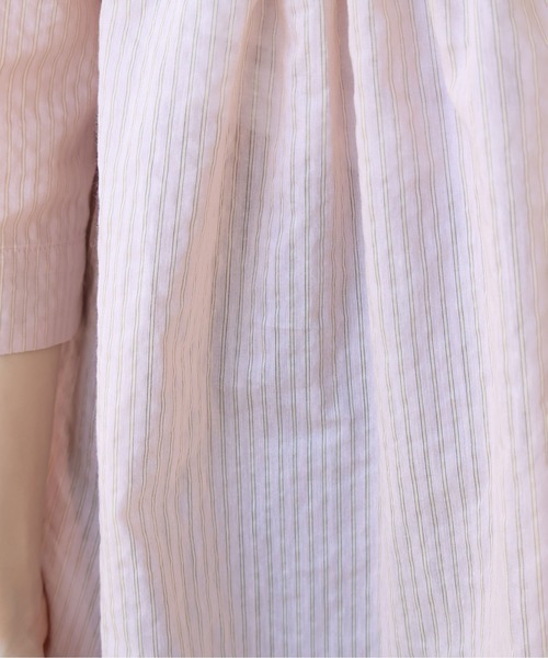 yuni(ユニ )の「Cotton Polyester stripe tunic tiered 2way ブラウス(シャツ/ブラウス・レディース・アイボリー/ブラウン/ピンク・FREE)」の14枚目の写真