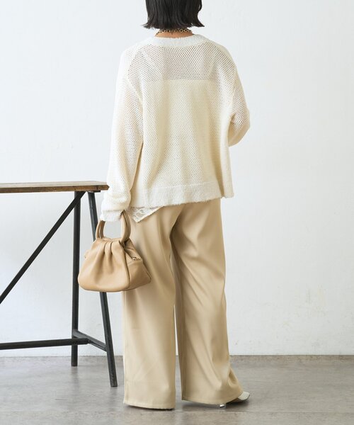 Jena espace merveilleux（ジェナ　エスパスメルヴェイユ）の「【羽織るだけ映え】ファンシーヤーンニットカーディガン（カーディガン/ボレロ・レディース・オフホワイト/チャコールグレー/レッド・FREE）」の7枚目の写真