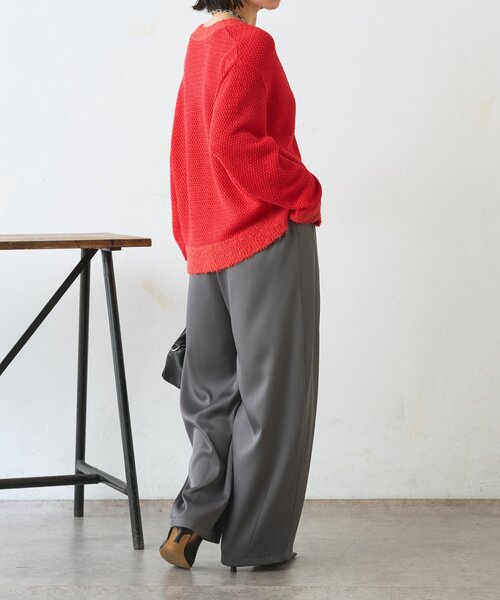 Jena espace merveilleux（ジェナ　エスパスメルヴェイユ）の「【羽織るだけ映え】ファンシーヤーンニットカーディガン（カーディガン/ボレロ・レディース・オフホワイト/チャコールグレー/レッド・FREE）」の18枚目の写真