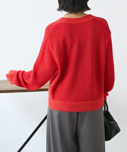 Jena espace merveilleux（ジェナ　エスパスメルヴェイユ）の「【羽織るだけ映え】ファンシーヤーンニットカーディガン（カーディガン/ボレロ・レディース・オフホワイト/チャコールグレー/レッド・FREE）」の14枚目の写真