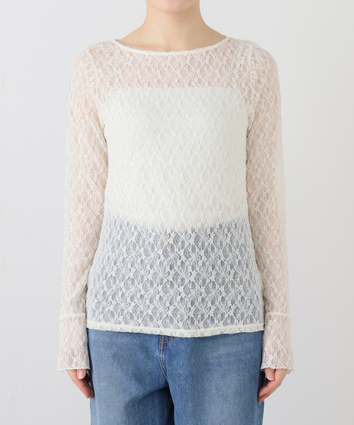 La TOTALITE（ラトータリテ）の「【洗える】レースカフスカットソー（Tシャツ/カットソー・レディース・ホワイト系その他・FREE）」の2枚目の写真