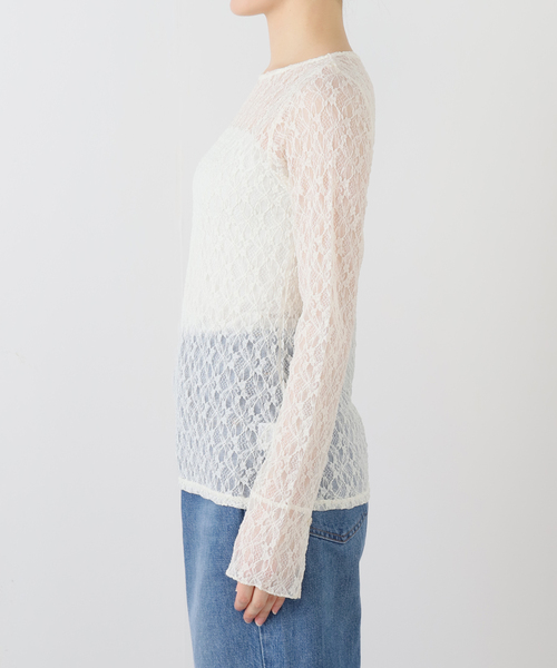 La TOTALITE（ラトータリテ）の「【洗える】レースカフスカットソー（Tシャツ/カットソー・レディース・ホワイト系その他・FREE）」の3枚目の写真