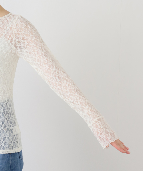 La TOTALITE（ラトータリテ）の「【洗える】レースカフスカットソー（Tシャツ/カットソー・レディース・ホワイト系その他・FREE）」の5枚目の写真