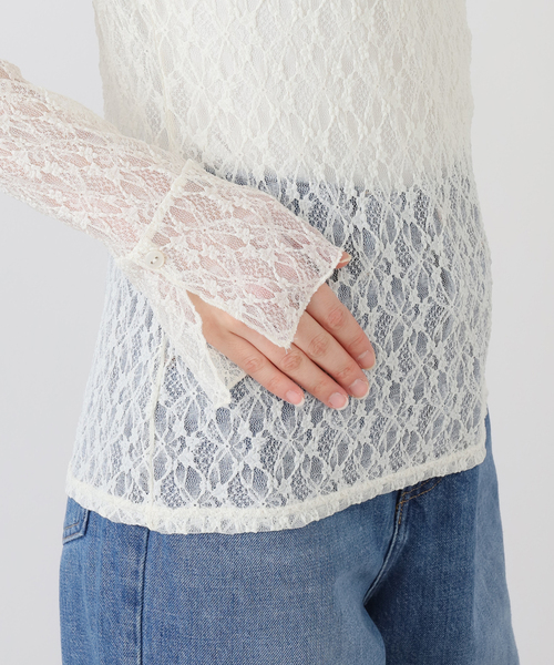 La TOTALITE（ラトータリテ）の「【洗える】レースカフスカットソー（Tシャツ/カットソー・レディース・ホワイト系その他・FREE）」の6枚目の写真