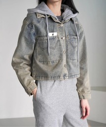 AMAJI（アマジ）の「フード付きデニムジャケット（デニムジャケット）」