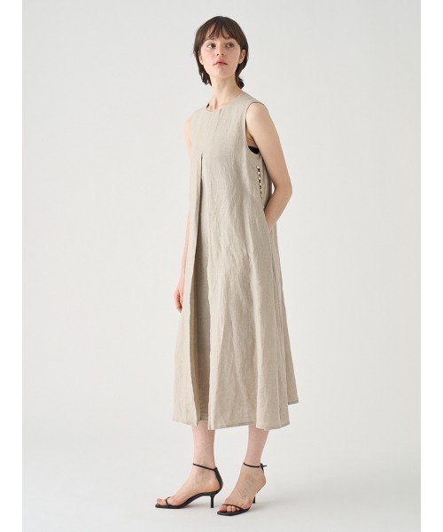 JOHN SMEDLEY（ジョンスメドレー）の「リネンタックワンピース（ワンピース・レディース・ベージュ・F）」の4枚目の写真