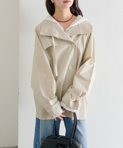 mystic(ミスティック)の「【3色展開/シワになりにくい】スタンドカラーミドルトレンチ(トレンチコート・レディース・ブラック/アイボリー/ベージュ・FREE)」の18枚目の写真