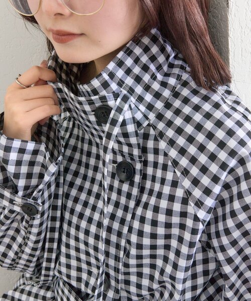 mystic（ミスティック）の「スタンドカラーミドルトレンチ（トレンチコート・レディース・ブラック/アイボリー/ベージュ・FREE）」の5枚目の写真