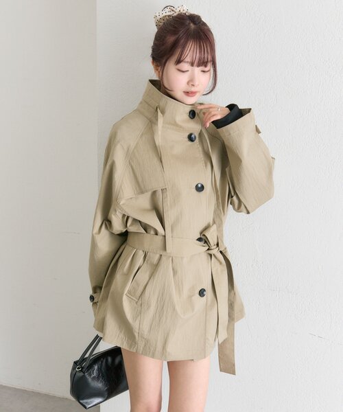 mystic（ミスティック）の「スタンドカラーミドルトレンチ（トレンチコート・レディース・ブラック/アイボリー/ベージュ・FREE）」の11枚目の写真
