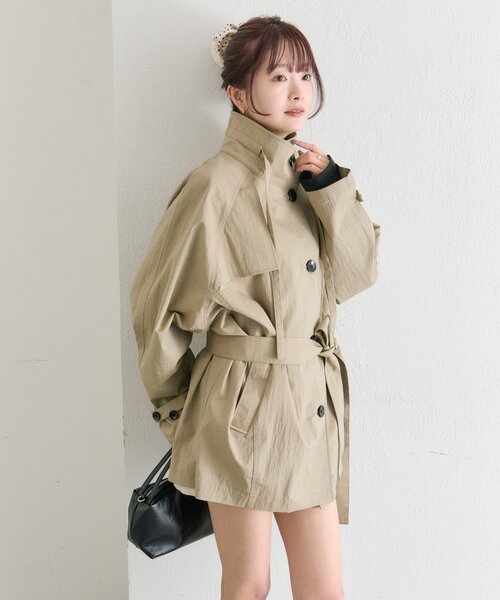 mystic（ミスティック）の「スタンドカラーミドルトレンチ（トレンチコート・レディース・ブラック/アイボリー/ベージュ・FREE）」の14枚目の写真