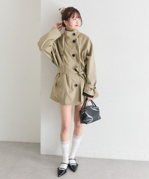 mystic（ミスティック）の「スタンドカラーミドルトレンチ（トレンチコート・レディース・ブラック/アイボリー/ベージュ・FREE）」の20枚目の写真