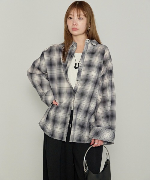 enhaut（アンオート）の「ガーゼシアー チェック オンブレチェック ワイド シャツ（シャツ/ブラウス・レディース・ブラウン/ブラック・FREE）」の6枚目の写真