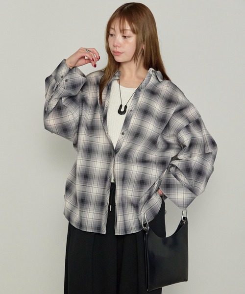 enhaut（アンオート）の「ガーゼシアー チェック オンブレチェック ワイド シャツ（シャツ/ブラウス・レディース・ブラウン/ブラック・FREE）」の7枚目の写真