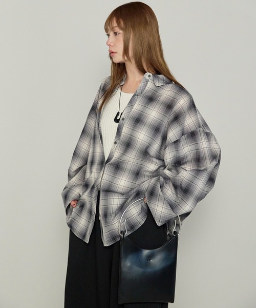 enhaut（アンオート）の「ガーゼシアー チェック オンブレチェック ワイド シャツ（シャツ/ブラウス・レディース・ブラウン/ブラック・FREE）」の9枚目の写真