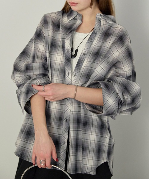enhaut（アンオート）の「ガーゼシアー チェック オンブレチェック ワイド シャツ（シャツ/ブラウス・レディース・ブラウン/ブラック・FREE）」の16枚目の写真