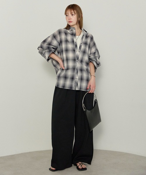 enhaut（アンオート）の「ガーゼシアー チェック オンブレチェック ワイド シャツ（シャツ/ブラウス・レディース・ブラウン/ブラック・FREE）」の18枚目の写真