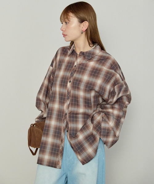 enhaut（アンオート）の「ガーゼシアー チェック オンブレチェック ワイド シャツ（シャツ/ブラウス・レディース・ブラウン/ブラック・FREE）」の22枚目の写真