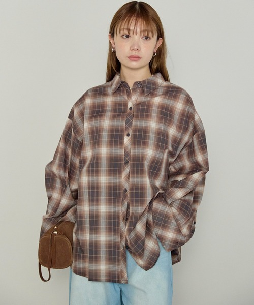 enhaut（アンオート）の「ガーゼシアー チェック オンブレチェック ワイド シャツ（シャツ/ブラウス・レディース・ブラウン/ブラック・FREE）」の21枚目の写真