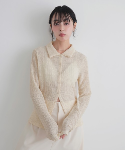 LIAN(リアン)の「カットシャーリングポロシャツ(Tシャツ/カットソー・レディース・ブラック/アイボリー/イエロー/グレー・FREE)」の1枚目の写真