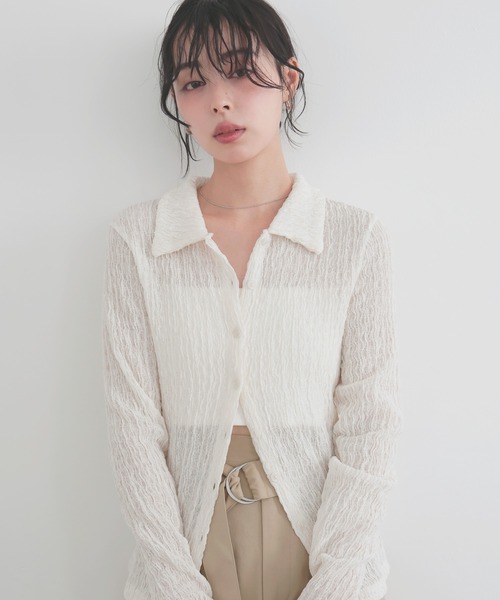 LIAN(リアン)の「カットシャーリングポロシャツ(Tシャツ/カットソー・レディース・ブラック/アイボリー/イエロー/グレー・FREE)」の2枚目の写真