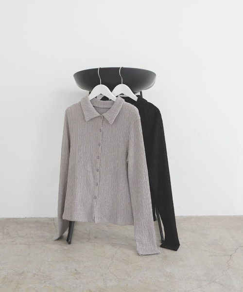 LIAN(リアン)の「カットシャーリングポロシャツ(Tシャツ/カットソー・レディース・ブラック/アイボリー/イエロー/グレー・FREE)」の14枚目の写真