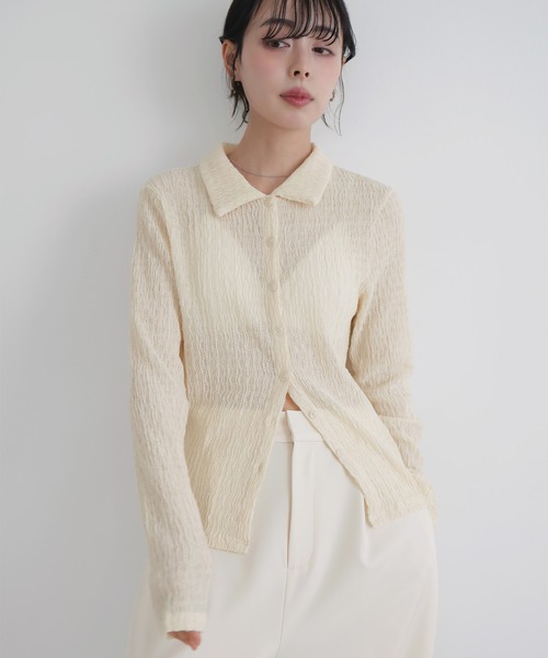 LIAN(リアン)の「カットシャーリングポロシャツ(Tシャツ/カットソー・レディース・ブラック/アイボリー/イエロー/グレー・FREE)」の19枚目の写真