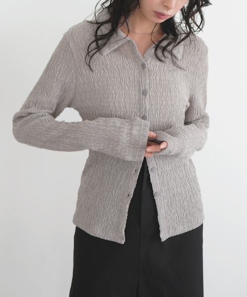 LIAN(リアン)の「カットシャーリングポロシャツ(Tシャツ/カットソー・レディース・ブラック/アイボリー/イエロー/グレー・FREE)」の5枚目の写真