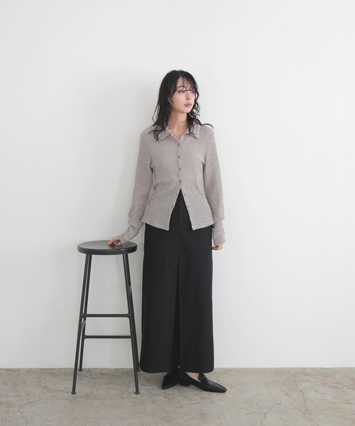 LIAN(リアン)の「カットシャーリングポロシャツ(Tシャツ/カットソー・レディース・ブラック/アイボリー/イエロー/グレー・FREE)」の7枚目の写真