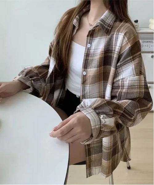 VIBGYOR（ヴィブジョー）の「レディース チェック柄シャツ(BDS)（シャツ/ブラウス・レディース・ブラウン/ブラック・FREE）」の3枚目の写真