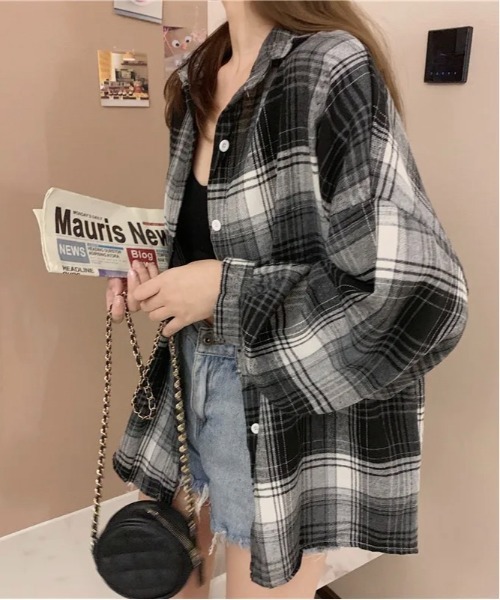 VIBGYOR（ヴィブジョー）の「レディース チェック柄シャツ(BDS)（シャツ/ブラウス・レディース・ブラウン/ブラック・FREE）」の7枚目の写真