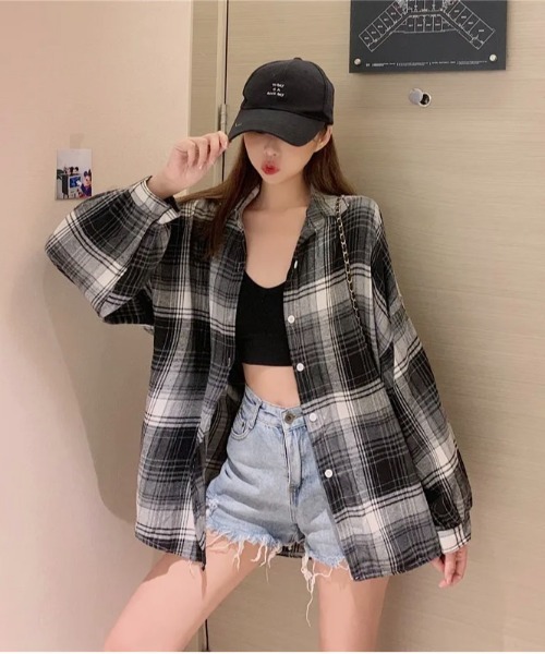 VIBGYOR（ヴィブジョー）の「レディース チェック柄シャツ(BDS)（シャツ/ブラウス・レディース・ブラウン/ブラック・FREE）」の8枚目の写真