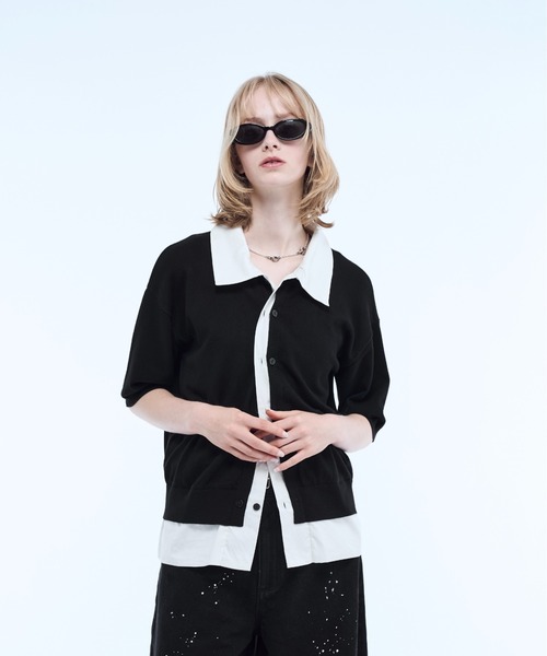 seyto（セイト）の「Shirt layered half sleeve knit polo shirt