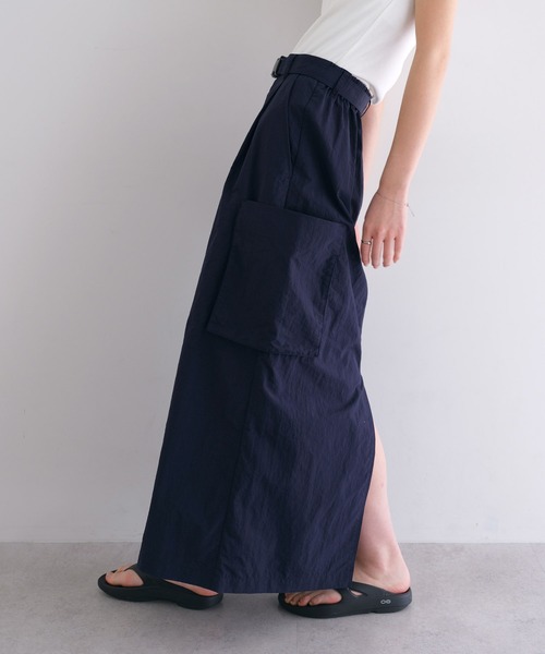 ANME（アンメ）の「接触冷感/UVカット(UPF50＋)/撥水加工ナイロンスカート【ベルト付き】（スカート・レディース・グレー/ライトカーキ/ブラウン/ネイビー/ブラック/チャコールグレー・L/M）」の16枚目の写真