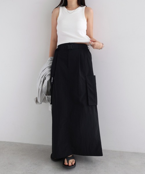 ANME（アンメ）の「接触冷感/UVカット(UPF50＋)/撥水加工ナイロンスカート【ベルト付き】（スカート・レディース・グレー/ライトカーキ/ブラウン/ネイビー/ブラック/チャコールグレー・L/M）」の18枚目の写真